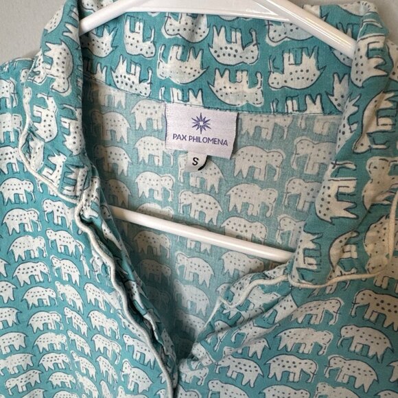 Pax Philomena Elephant Nightgown Small Blue Pockets - Picture 3 of 7